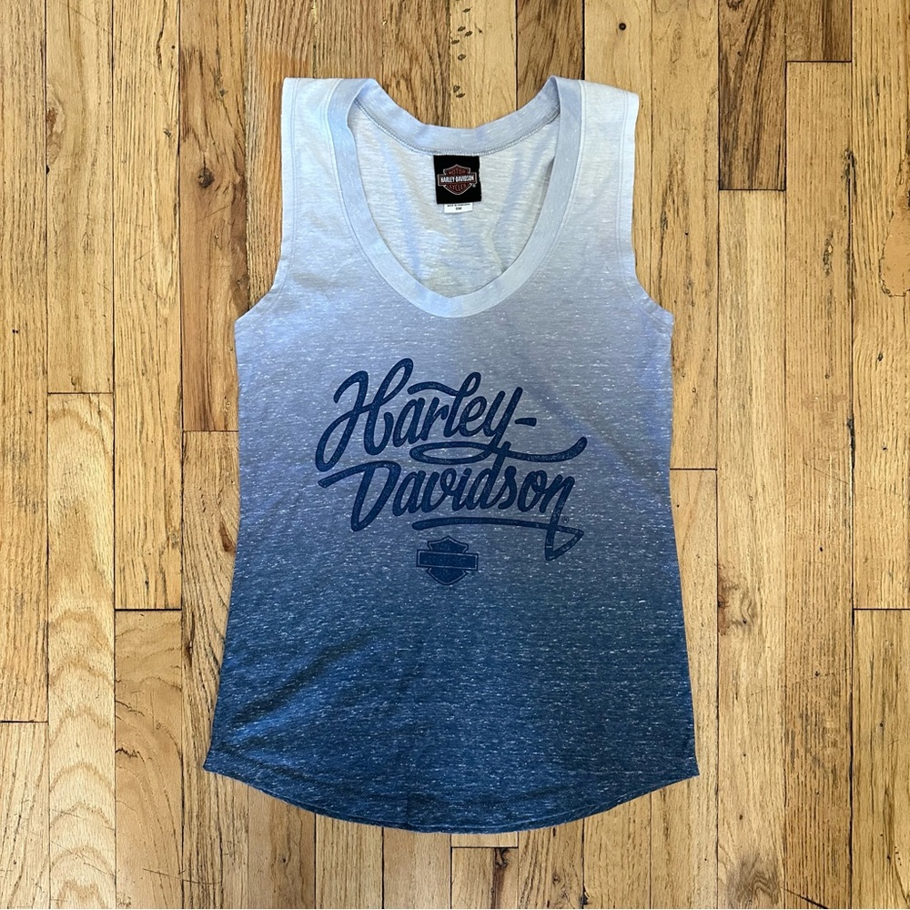 New and Unworn Women’s Harley-Davidson White Blue Ombre Tank Top size Small